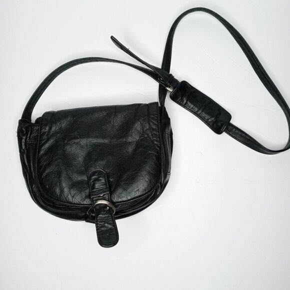 Vintage Wilsons Leather black leather shoulder bag/ crossbody bag - Picture 1 of 7